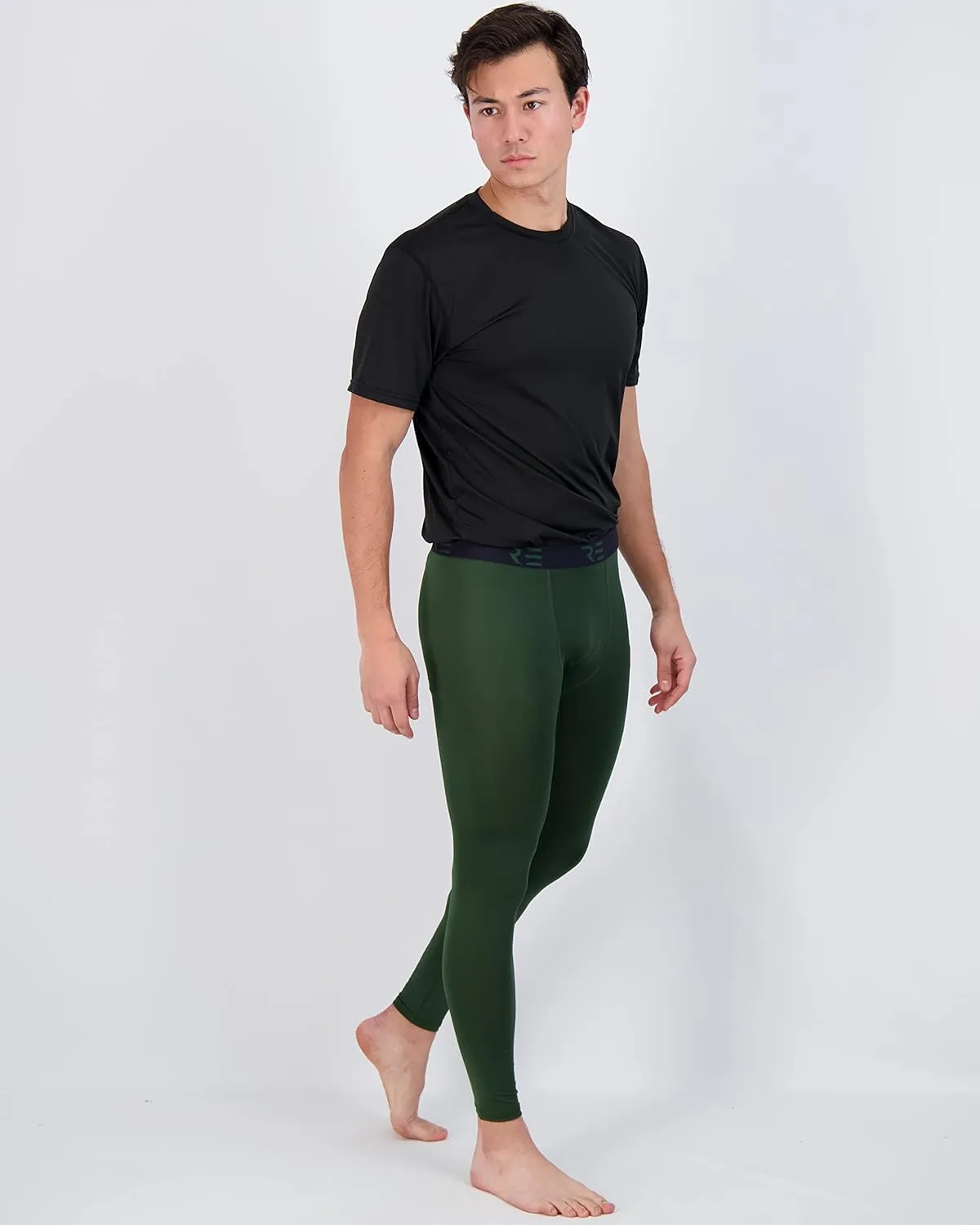 Real Essentials 3 Pack: Men's Active Compression Pants - Workout Base Layer Tights Running Leggings (Available in Big & Tall)