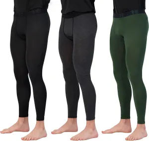 Real Essentials 3 Pack: Men's Active Compression Pants - Workout Base Layer Tights Running Leggings (Available in Big & Tall)