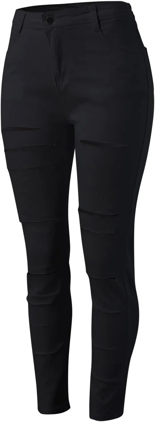 Ripped Skinny Jeans for Women High Waisted Distressed Stretchy Denim Pants Long Trendy Destroyed Hole Pencil Pants