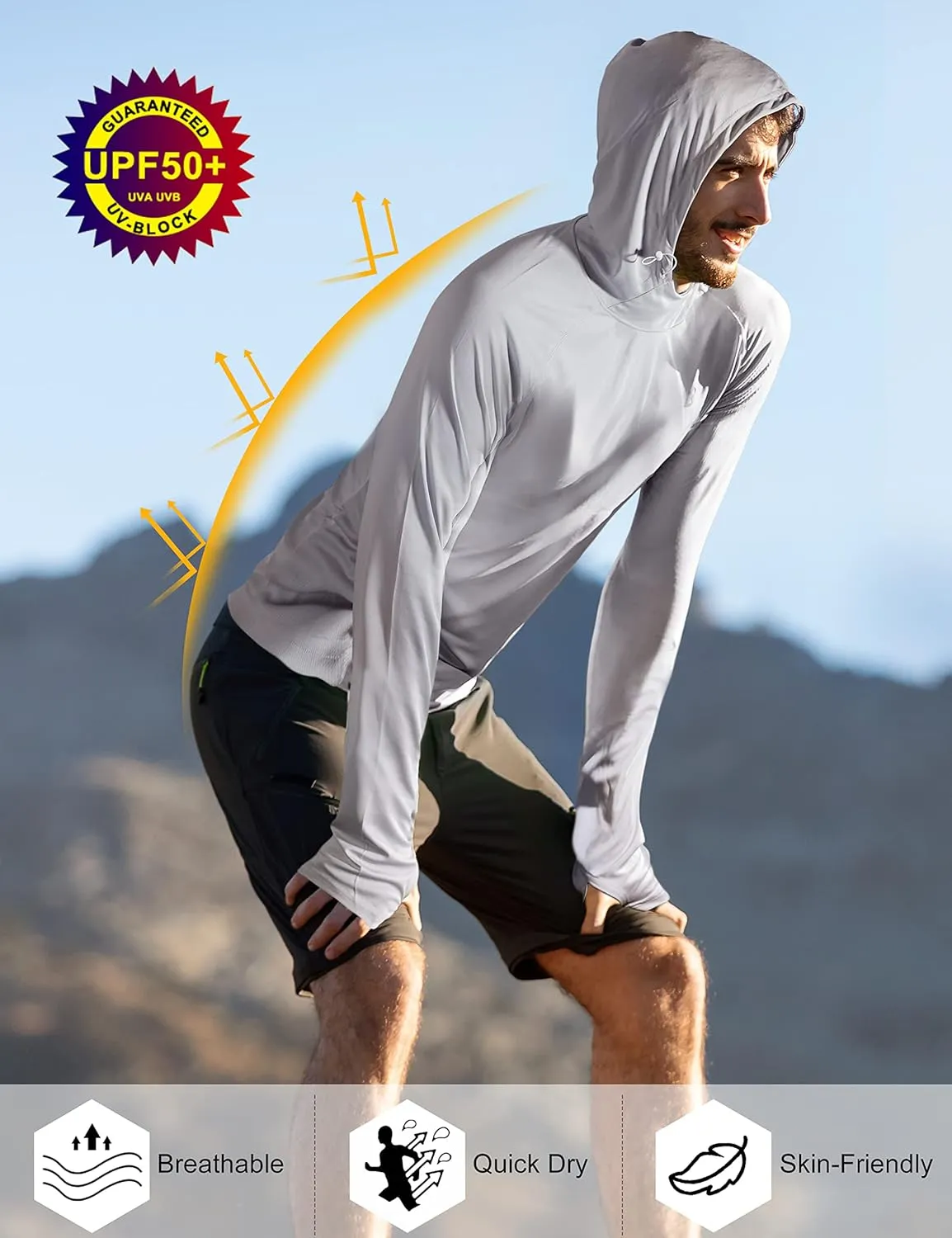 Roadbox UPF 50  Sun Protection Hoodie Shirt - Outdoor Fishing SPF UV Long Sleeve Shirts