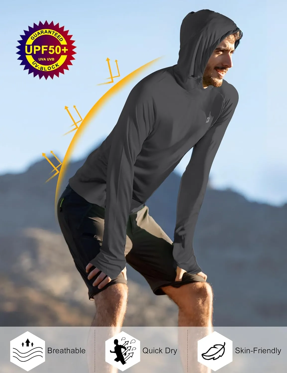 Roadbox UPF 50  Sun Protection Hoodie Shirt - Outdoor Fishing SPF UV Long Sleeve Shirts