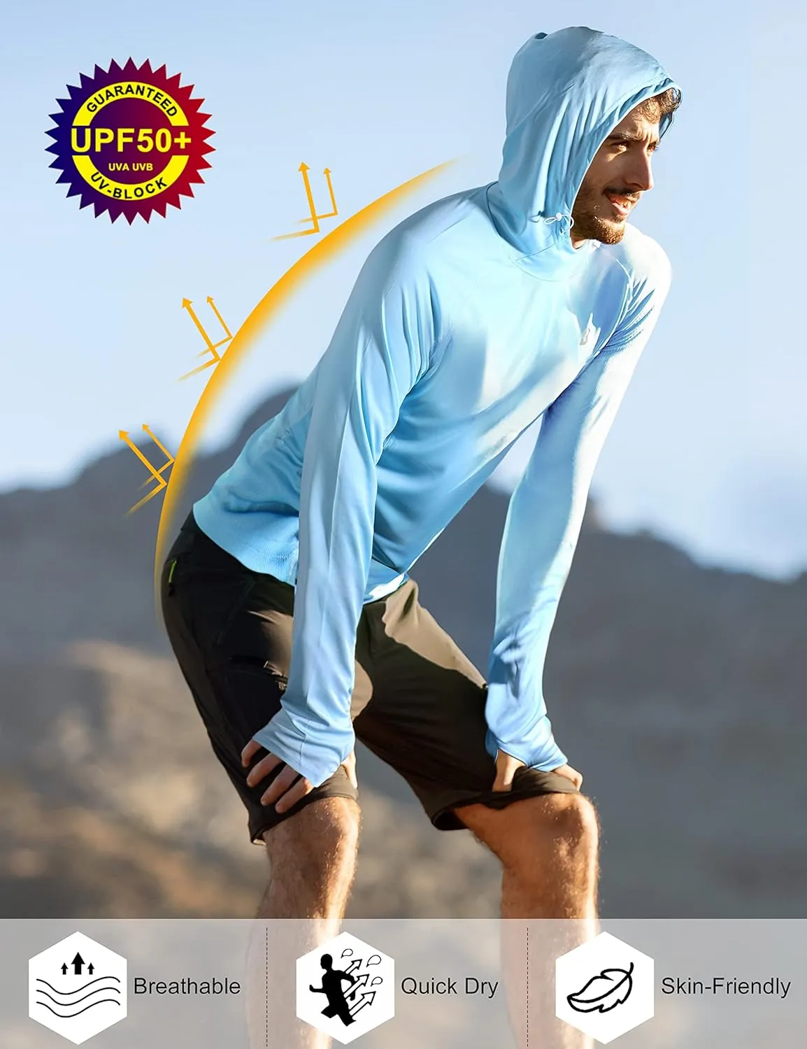 Roadbox UPF 50  Sun Protection Hoodie Shirt - Outdoor Fishing SPF UV Long Sleeve Shirts