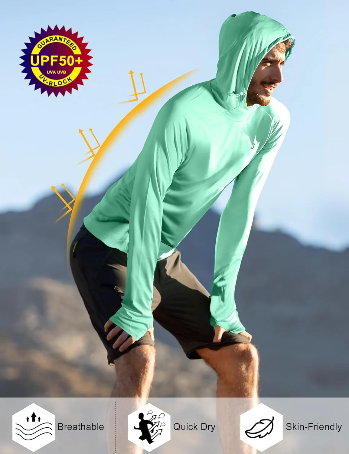 Roadbox UPF 50  Sun Protection Hoodie Shirt - Outdoor Fishing SPF UV Long Sleeve Shirts