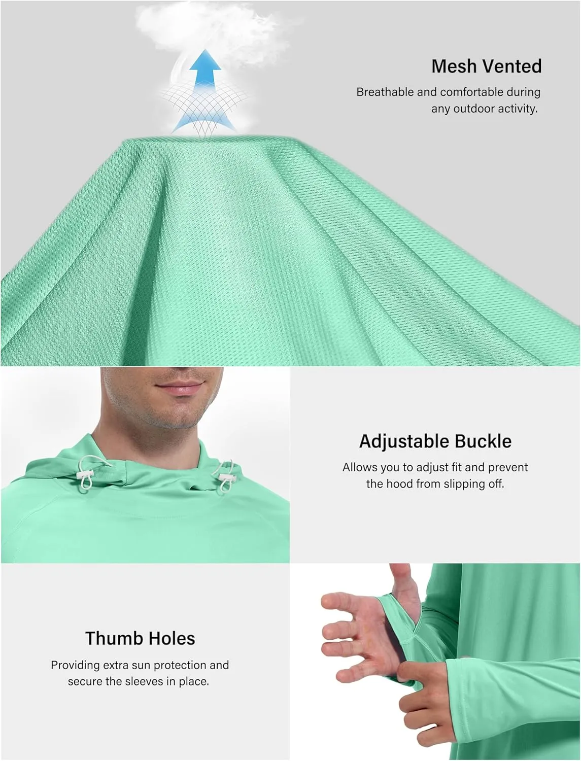 Roadbox UPF 50  Sun Protection Hoodie Shirt - Outdoor Fishing SPF UV Long Sleeve Shirts