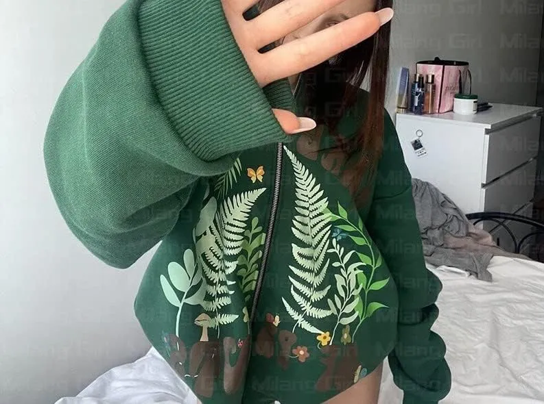 Sastianaen Women Rhinestone Hoodie Oversized Zip up Sweatshirts Long Sleeve Drawstring Coat Gothic Harajuk Pullover