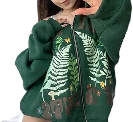 Sastianaen Women Rhinestone Hoodie Oversized Zip up Sweatshirts Long Sleeve Drawstring Coat Gothic Harajuk Pullover