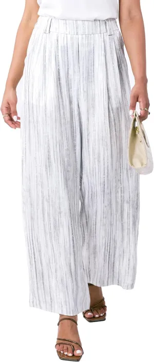 Satin Wide Leg Pants for Women, Casual Palazzo Pants for Women, High Waisted Adjustable Loose Trousers