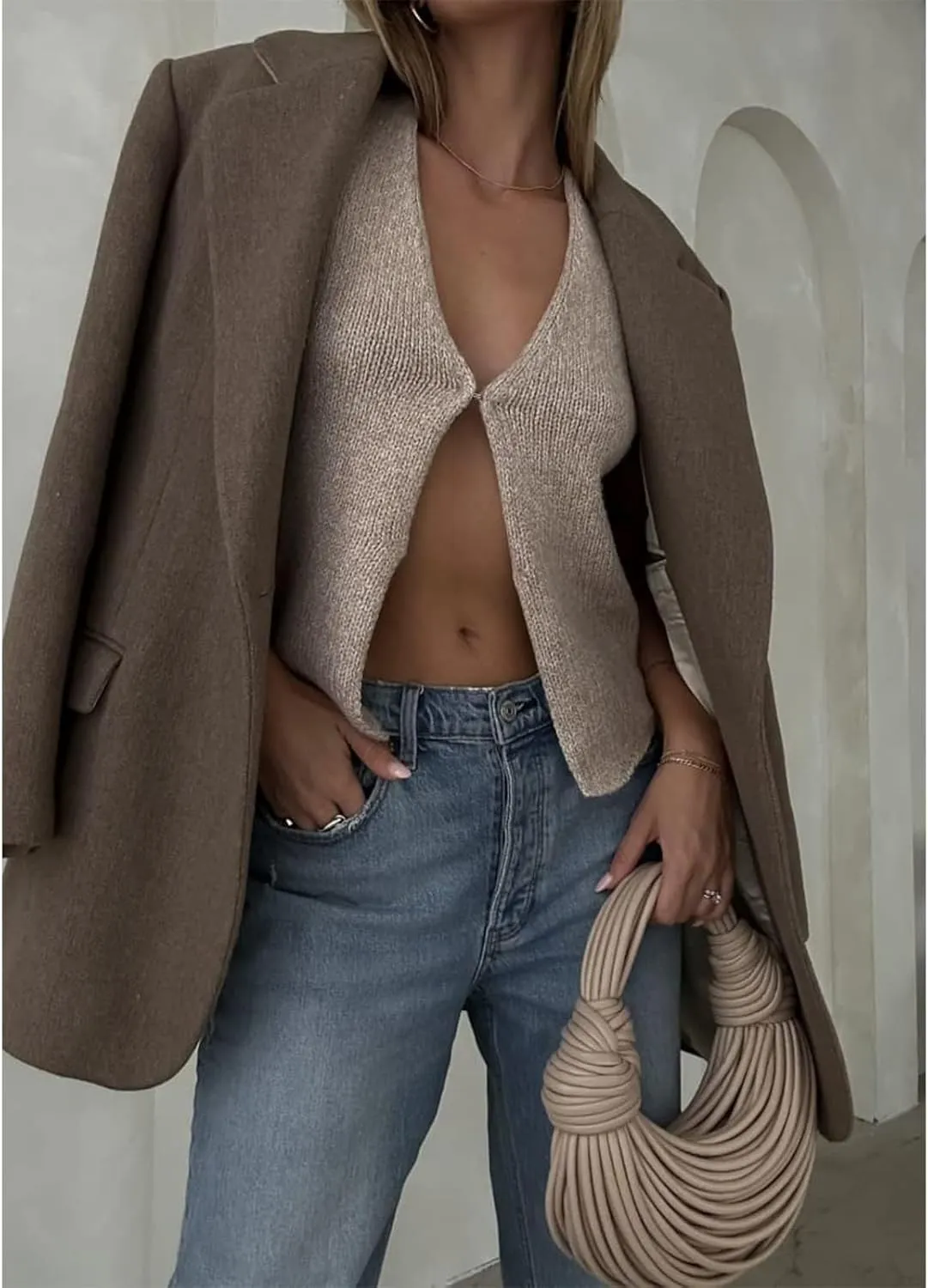 Sawden Women Sleeveless Cotton Knitted Vest Button Down Casual Y2k Streetwear