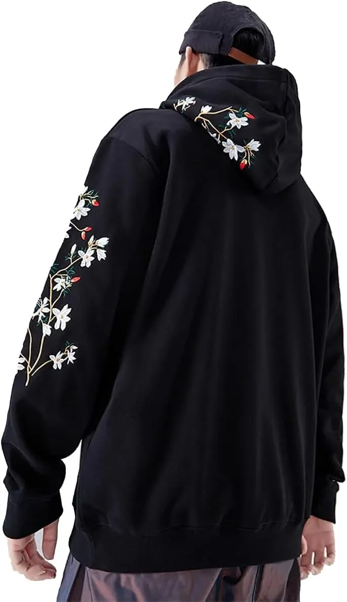 Seidarise Men's Dragon Embroidered Heavyweight Graphic Hoodies Streetwear
