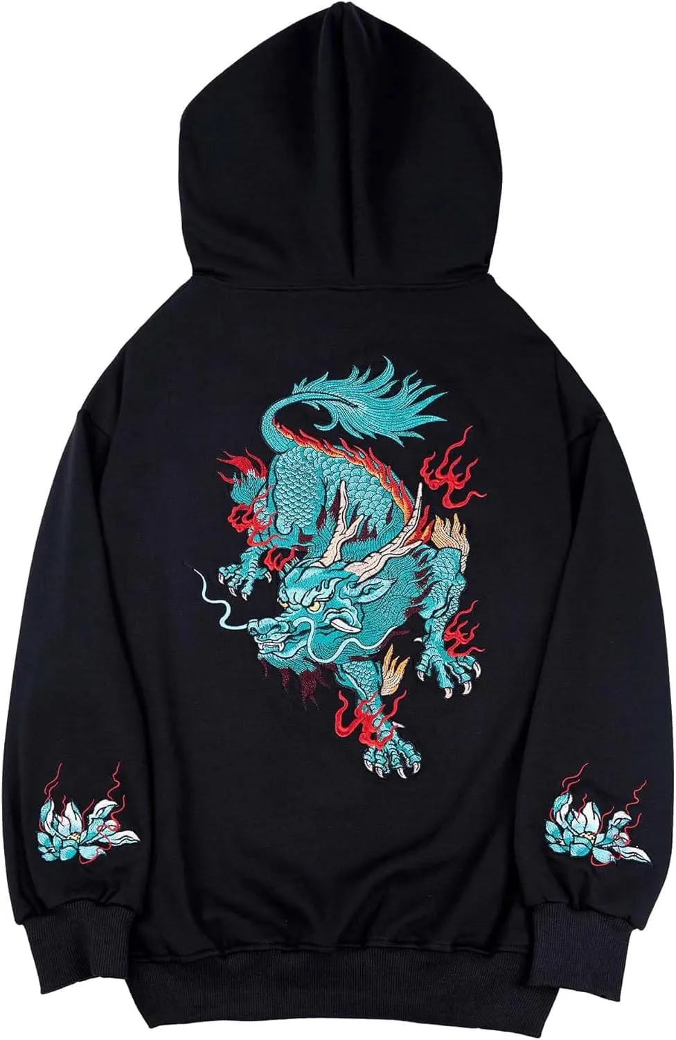 Seidarise Men's Dragon Embroidered Heavyweight Graphic Hoodies Streetwear
