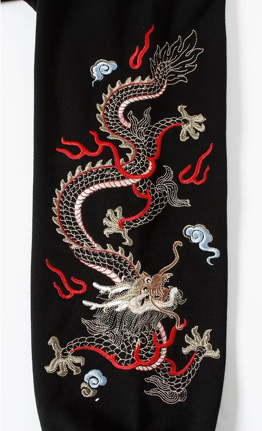 Seidarise Men's Dragon Embroidered Heavyweight Graphic Hoodies Streetwear