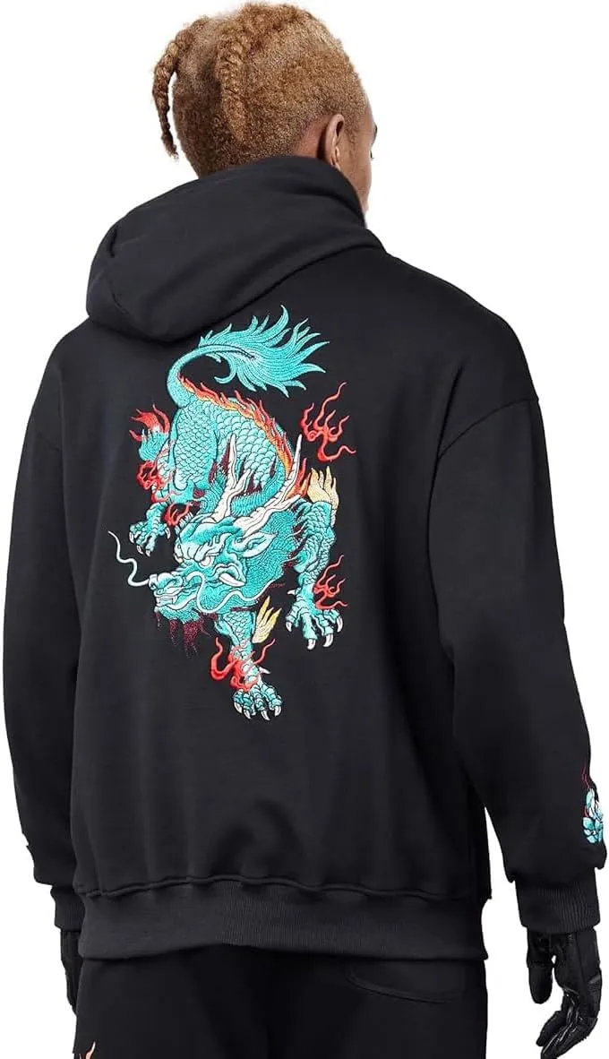 Seidarise Men's Dragon Embroidered Heavyweight Graphic Hoodies Streetwear