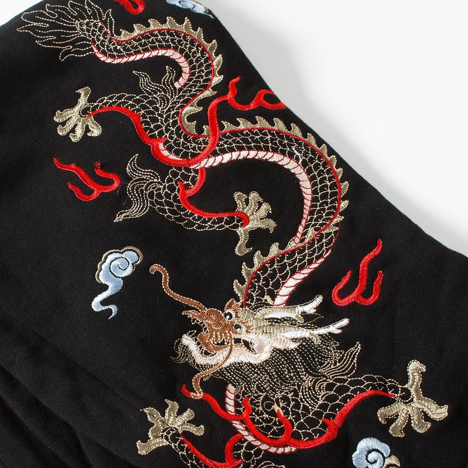 Seidarise Men's Dragon Embroidered Heavyweight Graphic Hoodies Streetwear