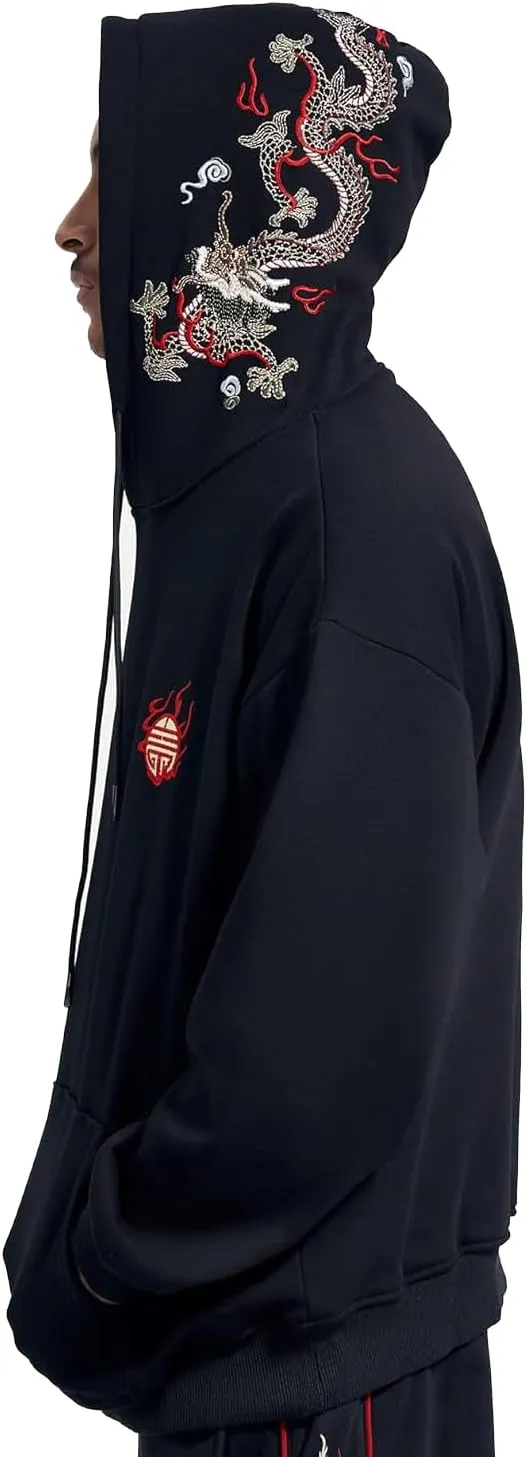 Seidarise Men's Dragon Embroidered Heavyweight Graphic Hoodies Streetwear