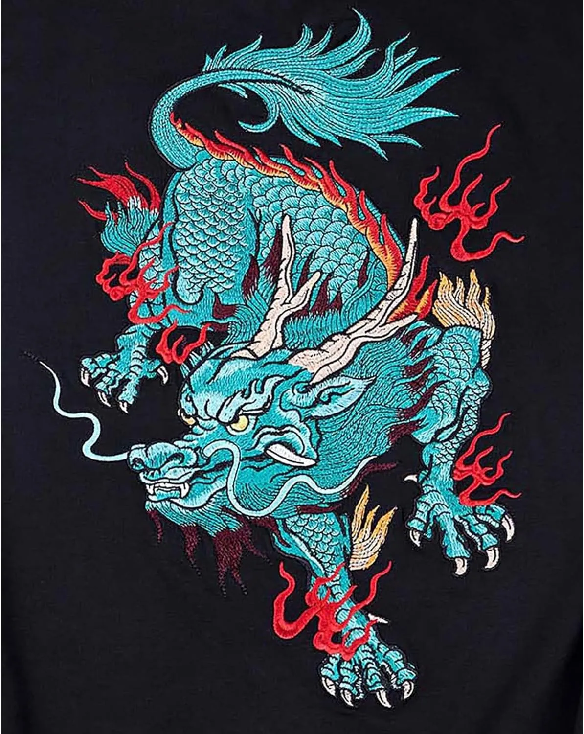 Seidarise Men's Dragon Embroidered Heavyweight Graphic Hoodies Streetwear