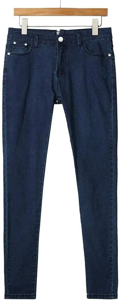Sexy jeans for women streetwear Back Zipper Pencil Denim Jeans Stretch Skinny Pants High Waist Slim Trousers streetwear Blue