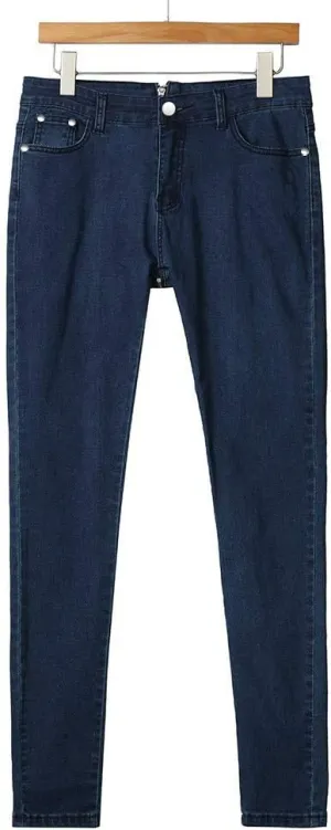 Sexy jeans for women streetwear Back Zipper Pencil Denim Jeans Stretch Skinny Pants High Waist Slim Trousers streetwear Blue