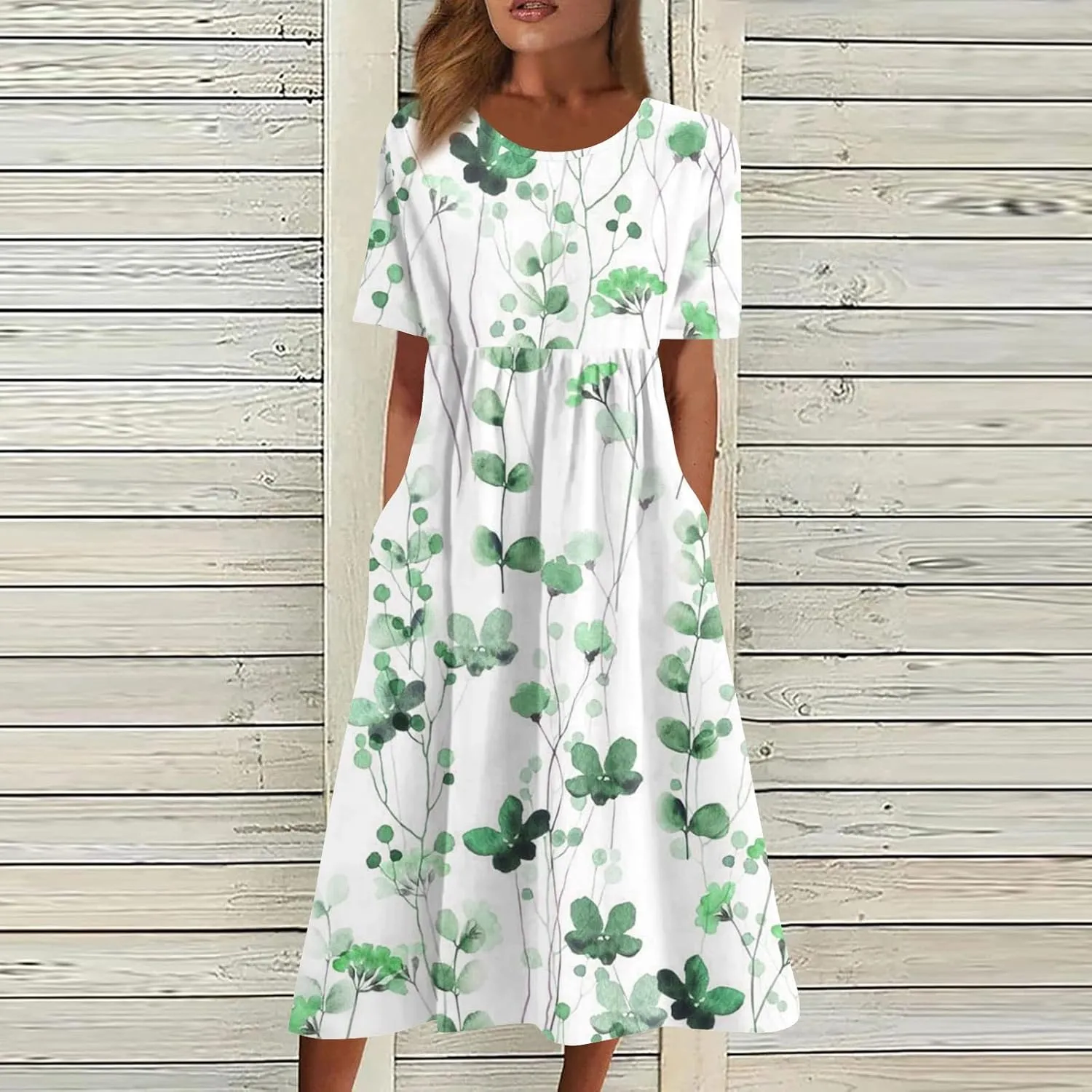 SGASY Plus Size Summer Dress 2024 Womens Short Sleeve Boho Floral Tshirt Dress Casual Loose Beach Vacation Midi Dresses