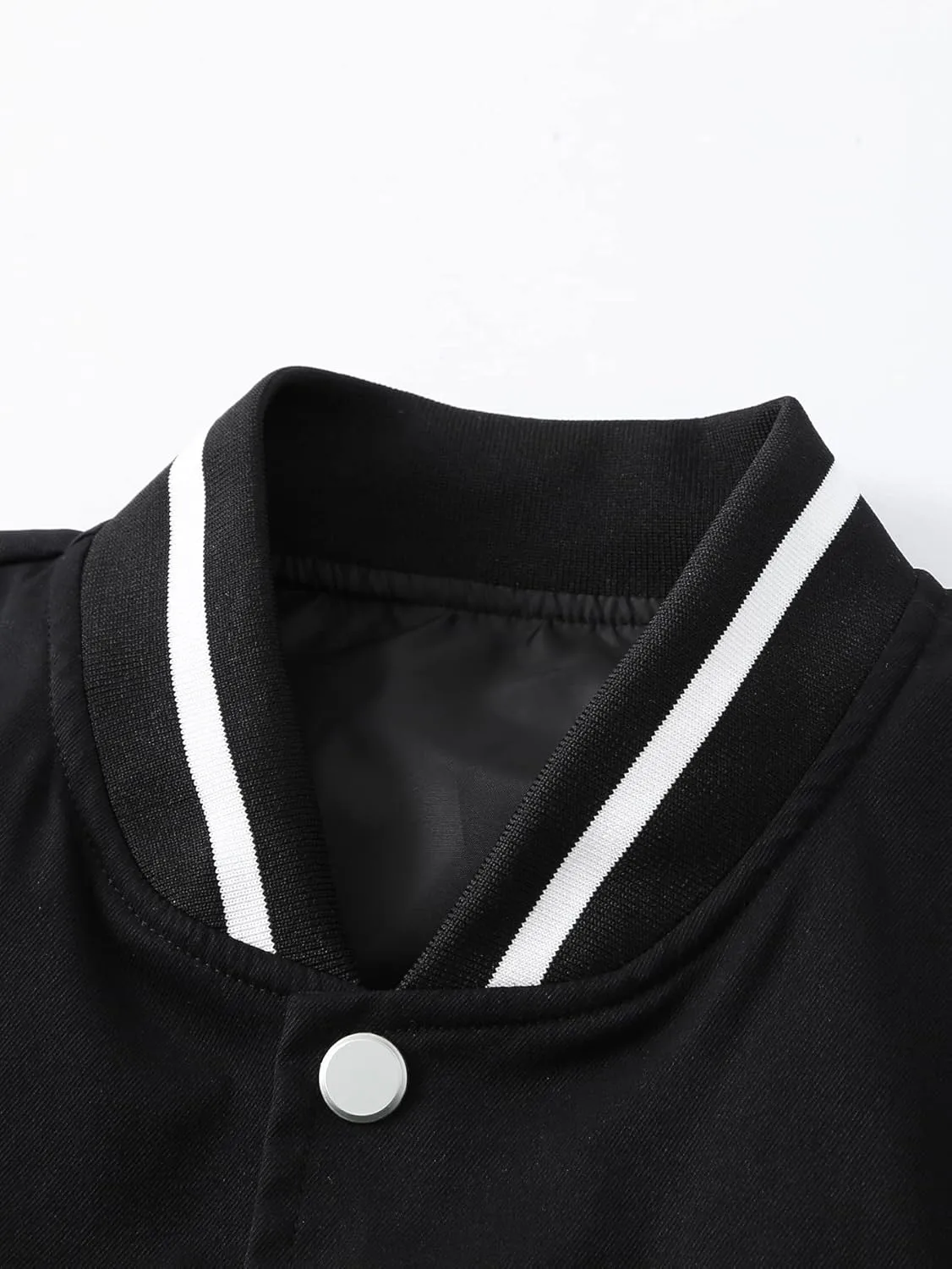 SHENHE Men's Letter Print Varsity Jacket Color Block Streetwear Bomer Baseball Jacket