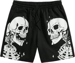 SHENHE Men's Y2K Graphic Shorts Goth Ghostface Skeleton Streetwear Rave Bandana Paisley Shortss