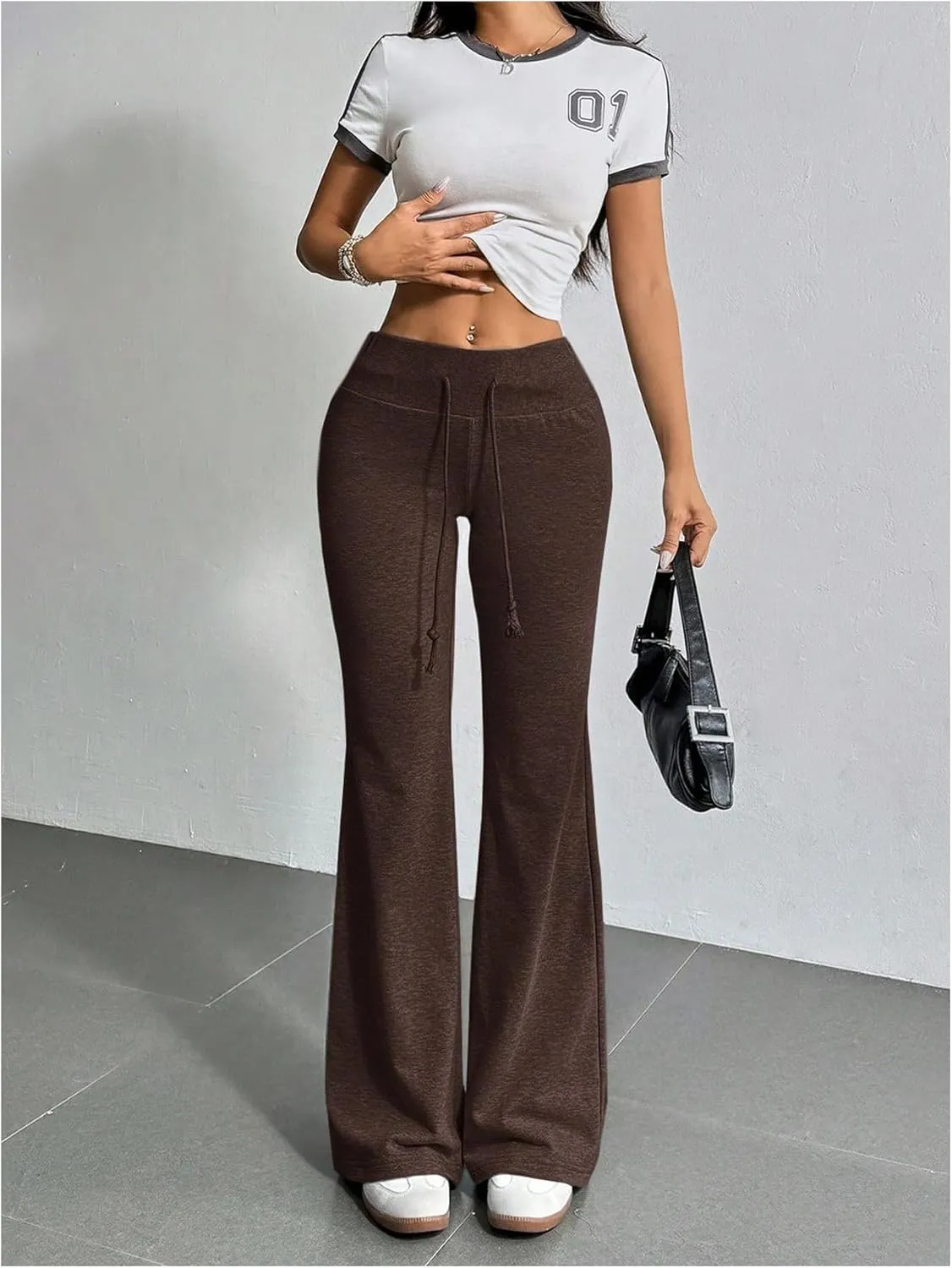 SHENHE Women's Drawstring Waist Bell Bottom Flare Leg Sweatpants Sports Causal Pants