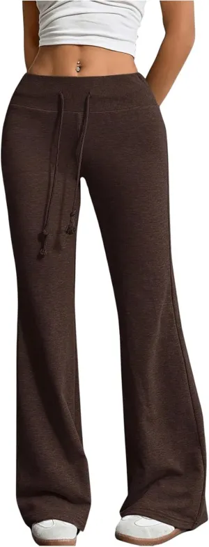 SHENHE Women's Drawstring Waist Bell Bottom Flare Leg Sweatpants Sports Causal Pants
