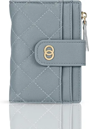 Small Wallet For Women- Credit Card Holder Wallet For Women Girls- Zipper Small Bifold Wallet Mini Coin Purse With ID WindowBlue