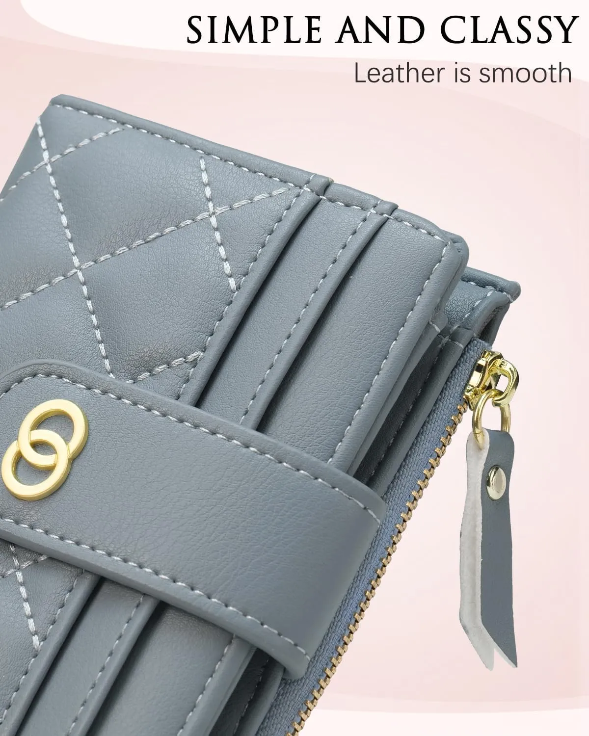 Small Wallet For Women- Credit Card Holder Wallet For Women Girls- Zipper Small Bifold Wallet Mini Coin Purse With ID WindowBlue