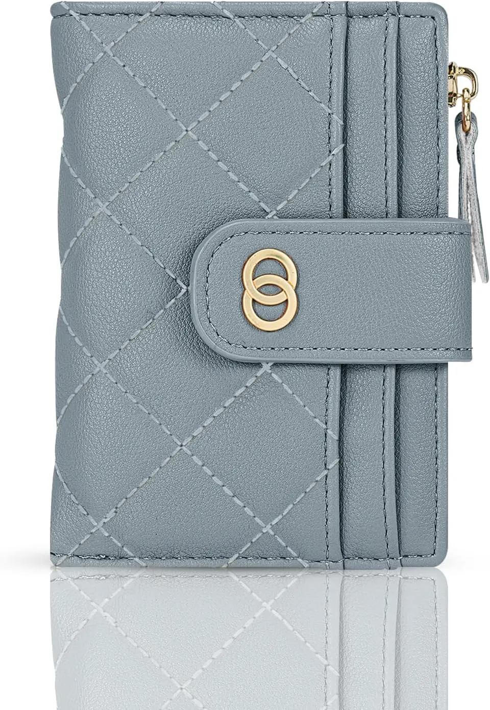 Small Wallet For Women- Credit Card Holder Wallet For Women Girls- Zipper Small Bifold Wallet Mini Coin Purse With ID WindowBlue