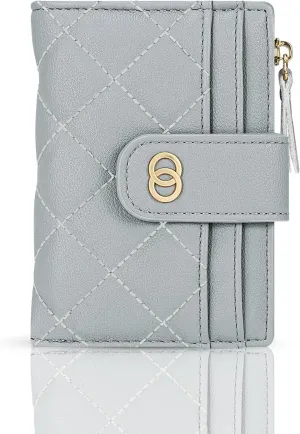 Small Wallet For Women- Credit Card Holder Wallet For Women Girls- Zipper Small Bifold Wallet Mini Coin Purse With ID WindowLight blue