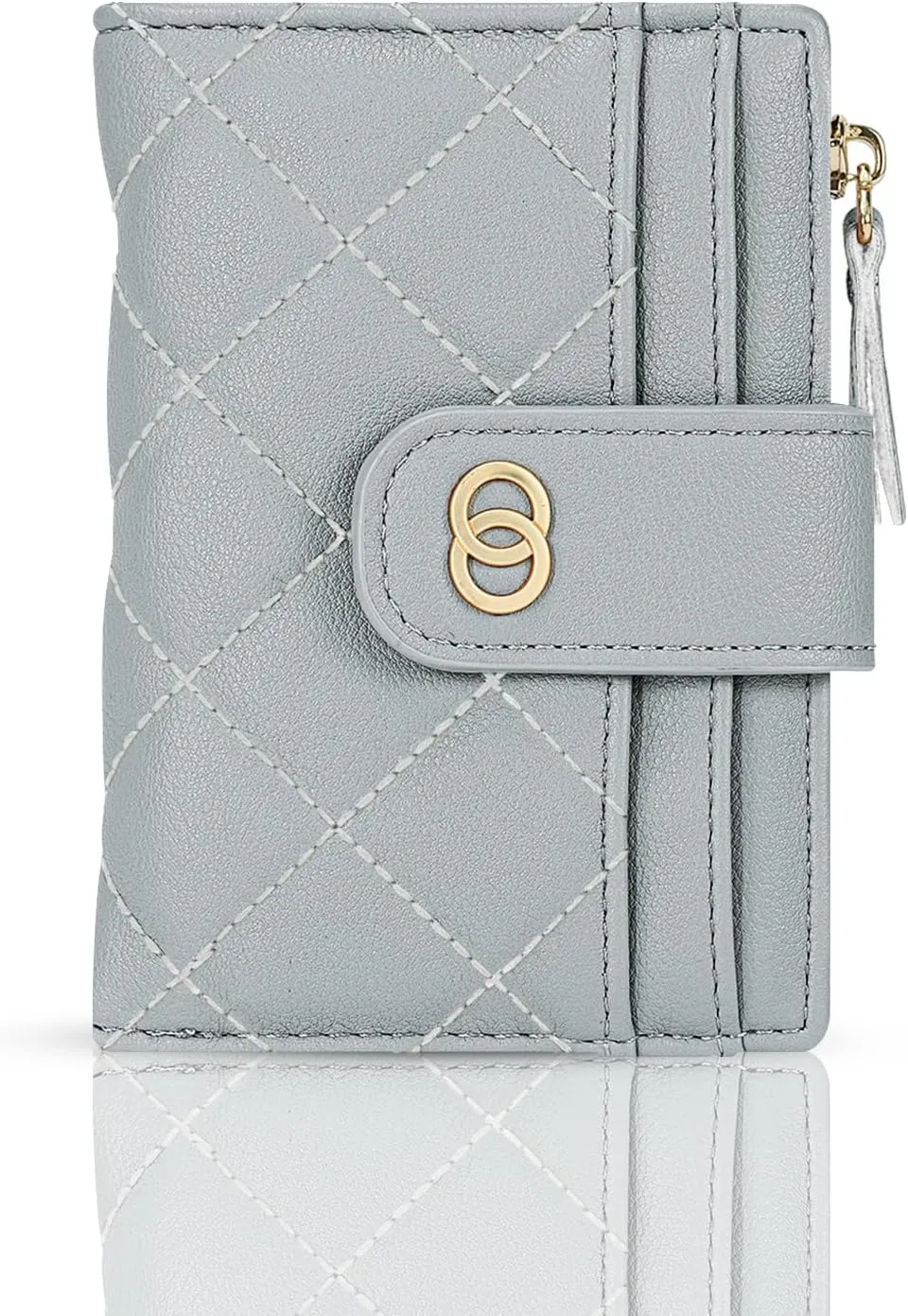Small Wallet For Women- Credit Card Holder Wallet For Women Girls- Zipper Small Bifold Wallet Mini Coin Purse With ID WindowLight blue