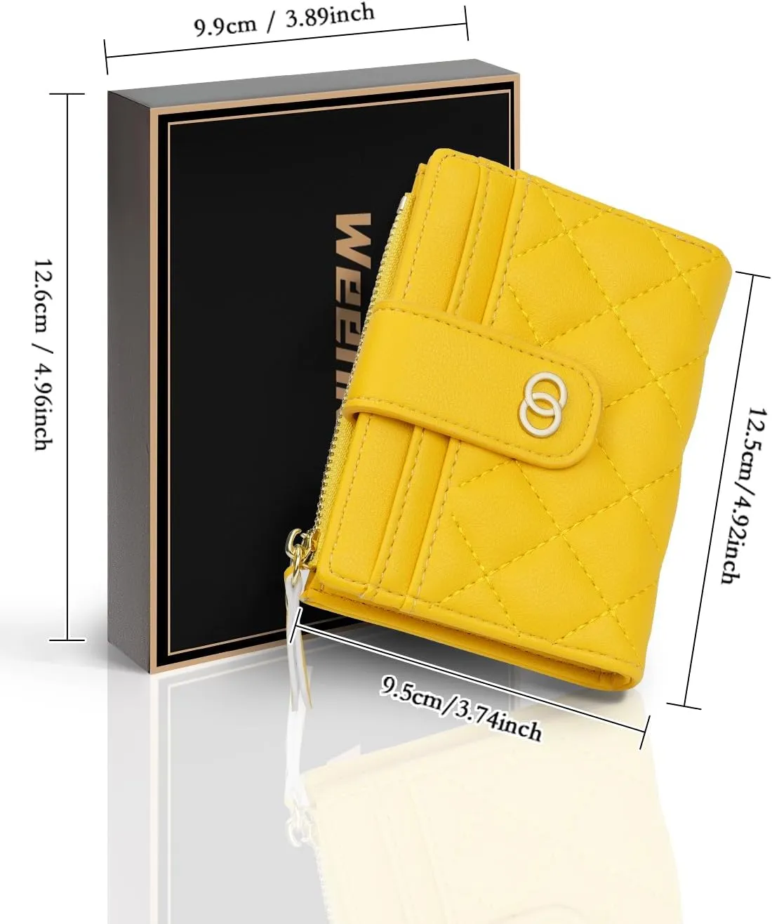 Small Wallet For Women- Credit Card Holder Wallet For Women Girls- Zipper Small Bifold Wallet Mini Coin Purse With ID WindowYellow