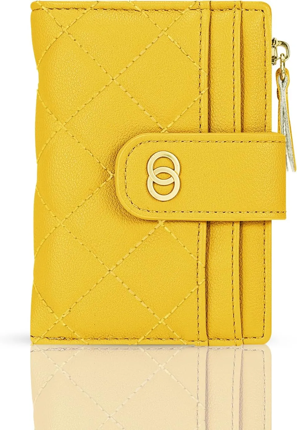 Small Wallet For Women- Credit Card Holder Wallet For Women Girls- Zipper Small Bifold Wallet Mini Coin Purse With ID WindowYellow