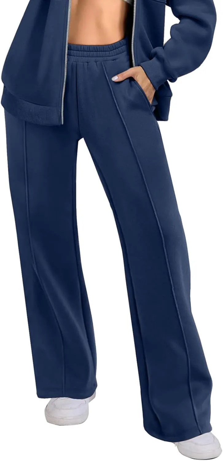 SMIDOW Wide Leg Sweatpants for Women High Waisted Loose Flare Pants Casual Fall Baggy Joggers Athletic Lounge Trousers