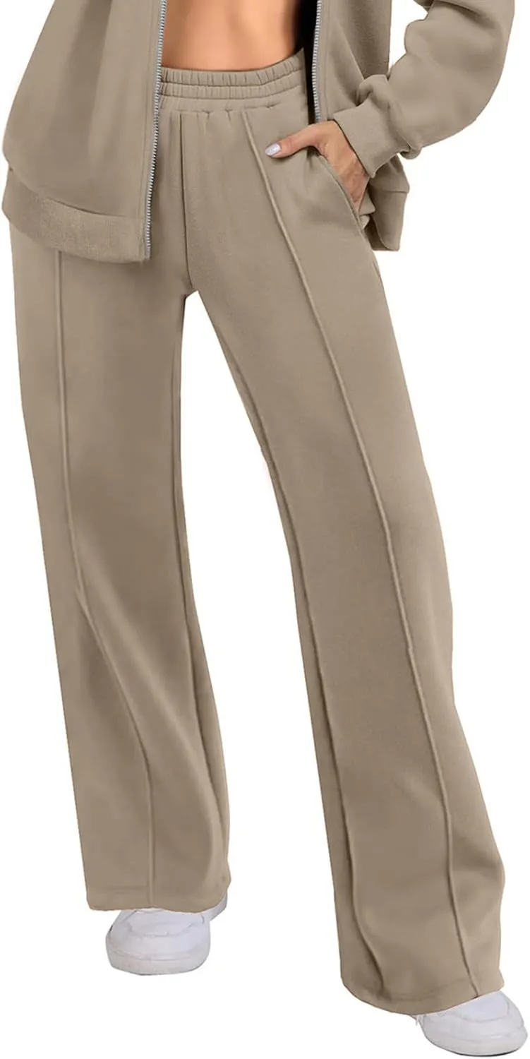 SMIDOW Wide Leg Sweatpants for Women High Waisted Loose Flare Pants Casual Fall Baggy Joggers Athletic Lounge Trousers