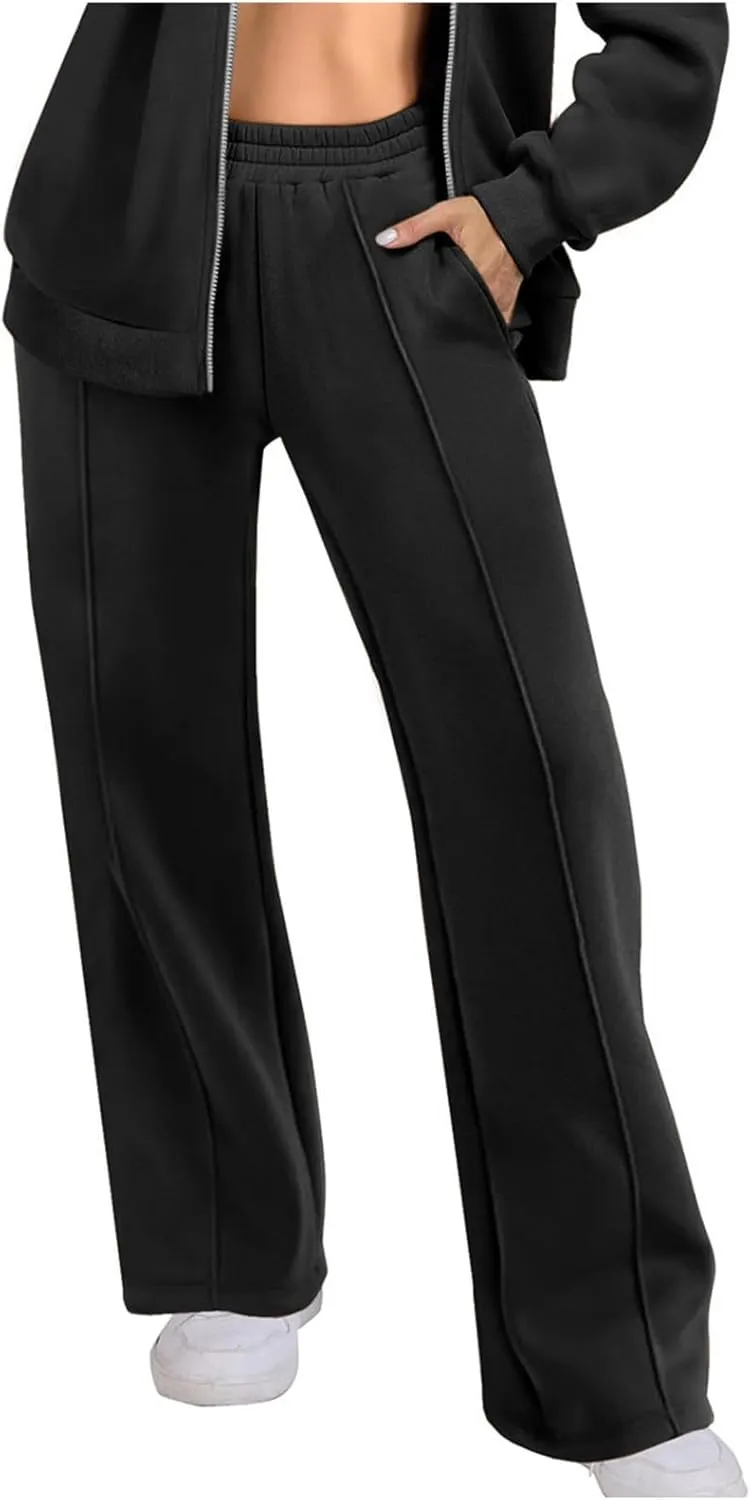 SMIDOW Wide Leg Sweatpants for Women High Waisted Loose Flare Pants Casual Fall Baggy Joggers Athletic Lounge Trousers