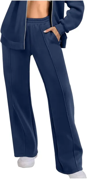 SMIDOW Wide Leg Sweatpants for Women High Waisted Loose Flare Pants Casual Fall Baggy Joggers Athletic Lounge Trousers
