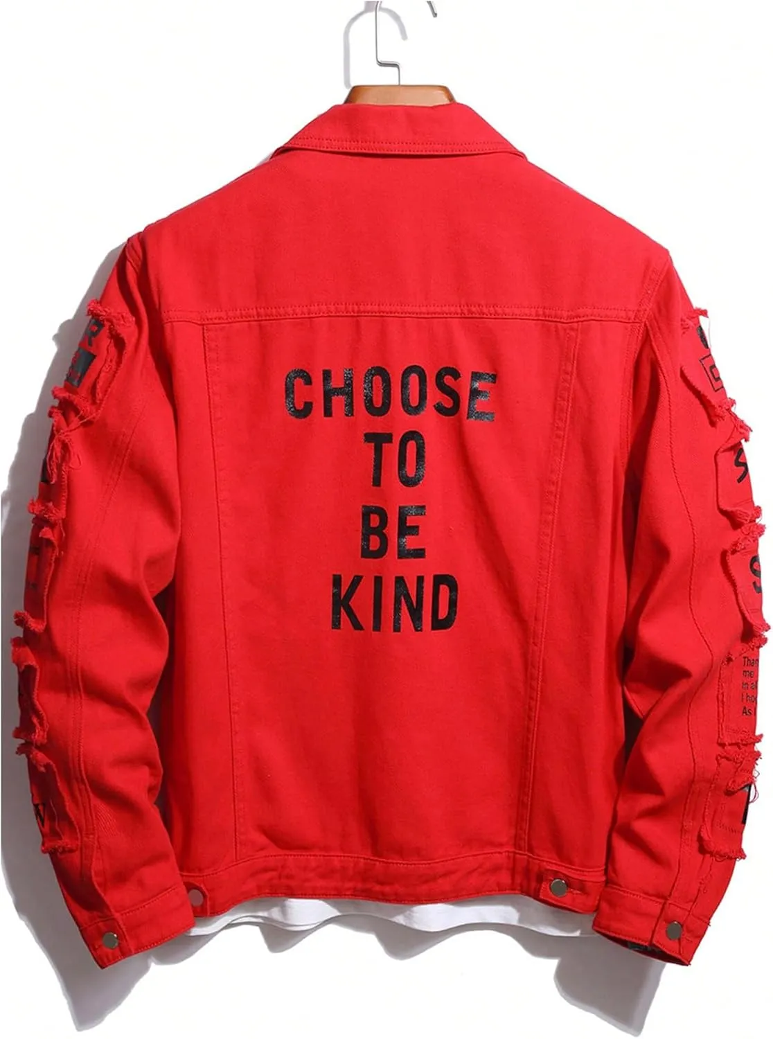 SOLY HUX Men's Denim Jacket Letter Graphic Button Down Flap Pocket Long Sleeve Streetwear Jacket
