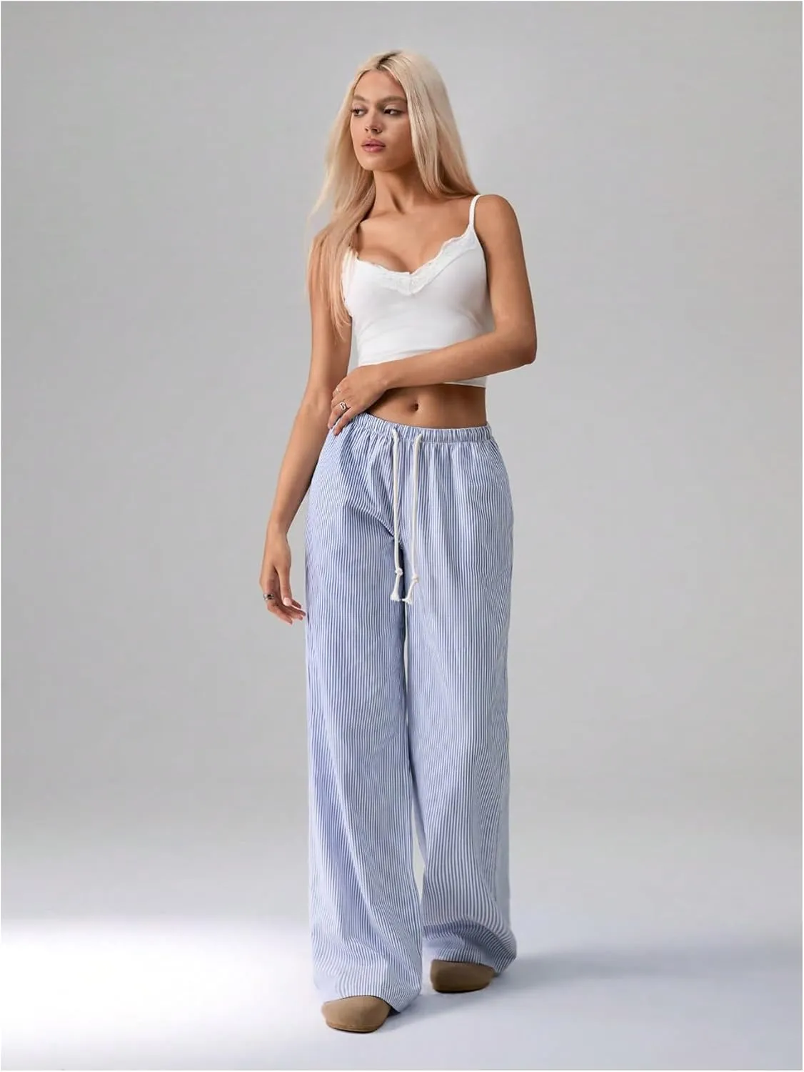 SOLY HUX Women's Drawstring Straight Leg Baggy Pants Casual Lounge Pants Trousers with Pocket