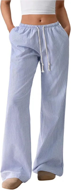SOLY HUX Women's Drawstring Straight Leg Baggy Pants Casual Lounge Pants Trousers with Pocket