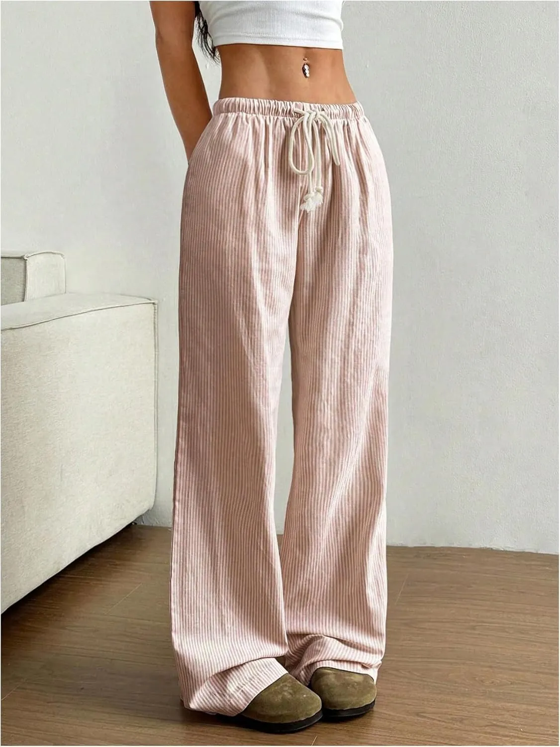 SOLY HUX Women's Drawstring Straight Leg Baggy Pants Casual Lounge Pants Trousers with Pocket