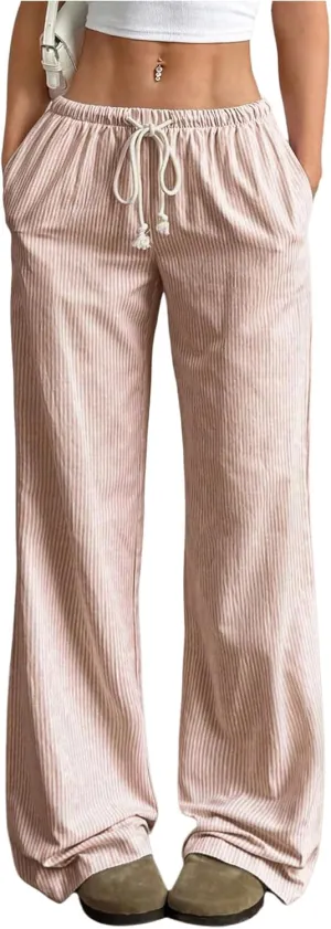 SOLY HUX Women's Drawstring Straight Leg Baggy Pants Casual Lounge Pants Trousers with Pocket
