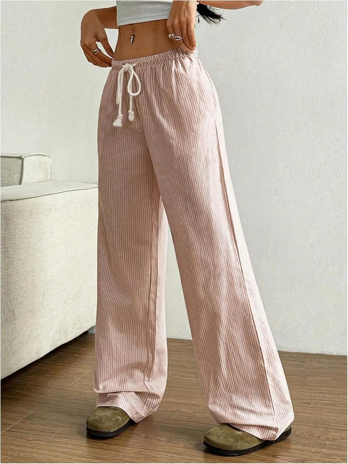 SOLY HUX Women's Drawstring Straight Leg Baggy Pants Casual Lounge Pants Trousers with Pocket