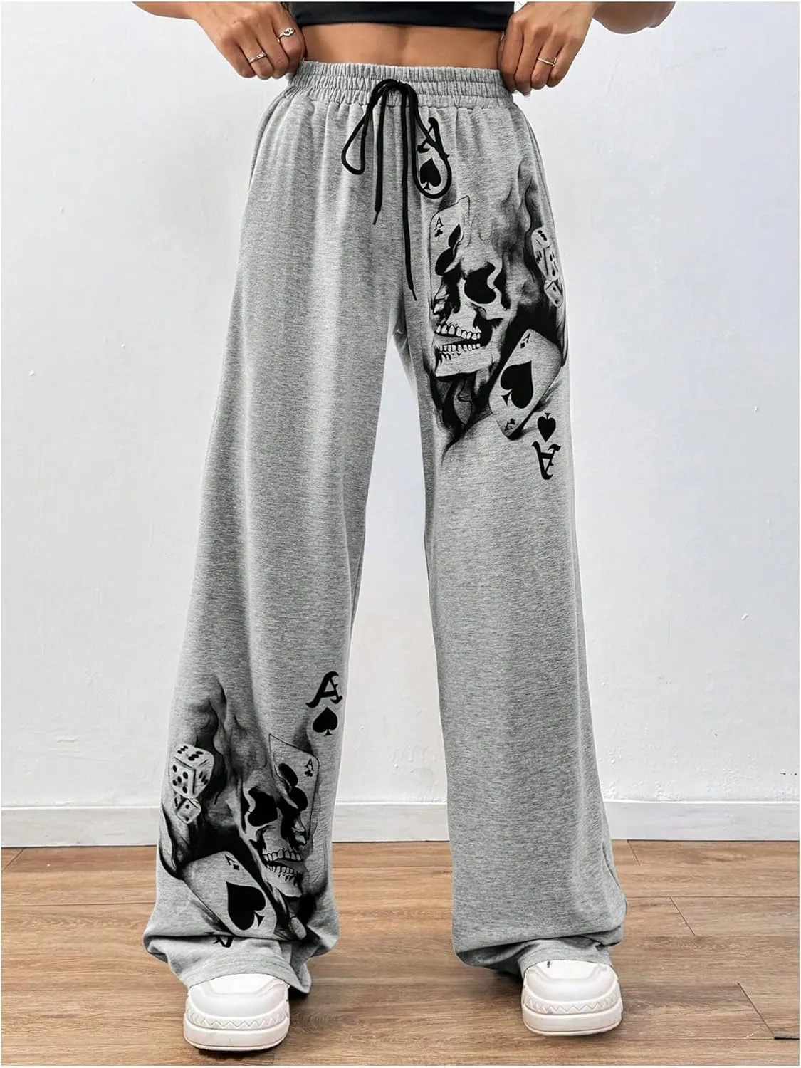 SOLY HUX Women's Y2k Sweatpants Drawstring Waist Straight Leg Gothic Grunge Pants Streetwear