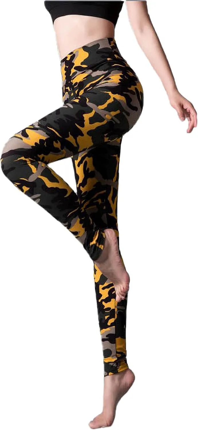 Spring Women's Leopard Pants Stretch Leggings Printed Striped Pants Camouflage Trousers for Workout Running Yoga