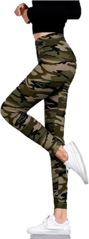 Spring Women's Leopard Pants Stretch Leggings Printed Striped Pants Camouflage Trousers for Workout Running Yoga