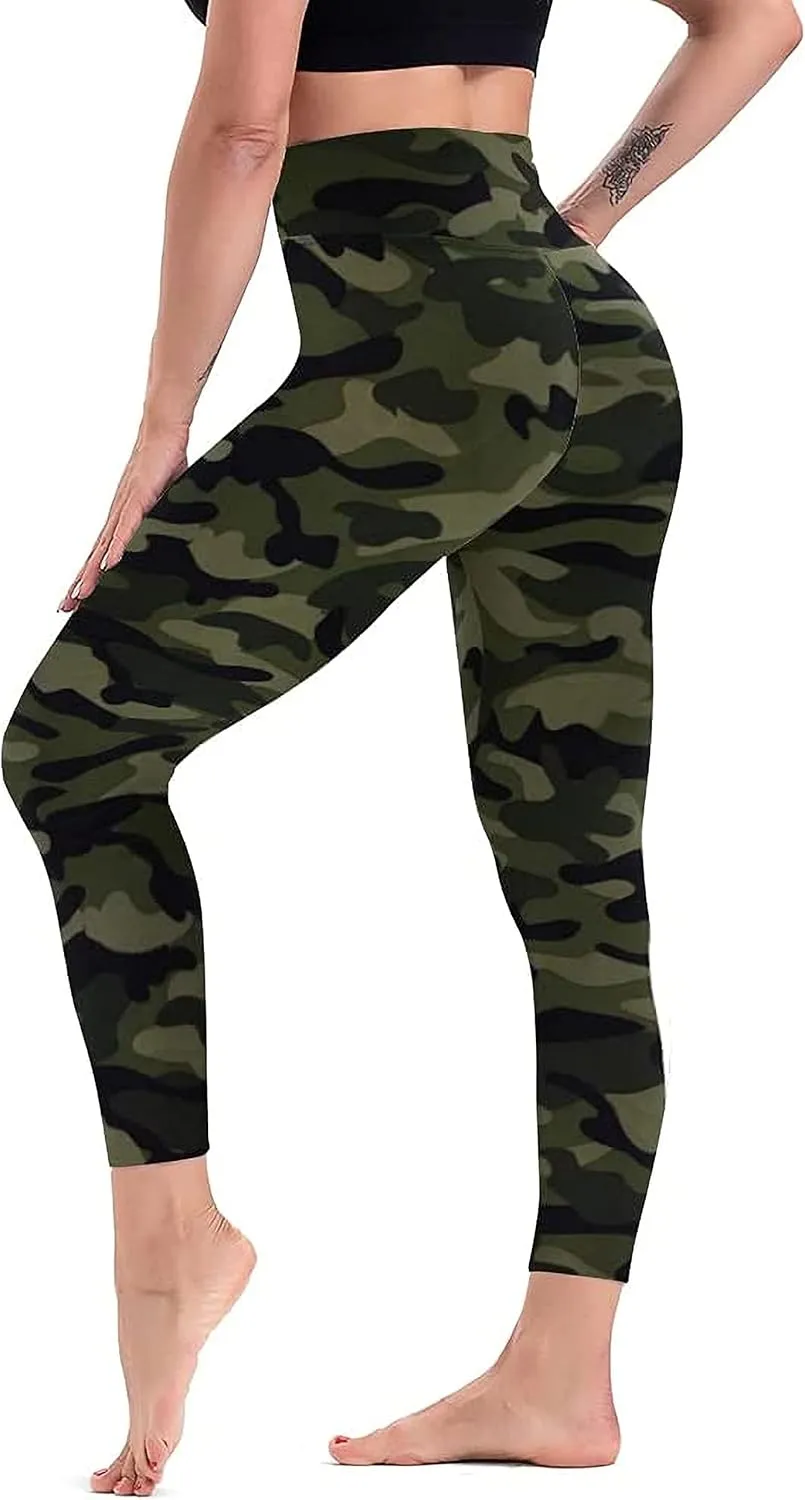 Spring Women's Leopard Pants Stretch Leggings Printed Striped Pants Camouflage Trousers for Workout Running Yoga
