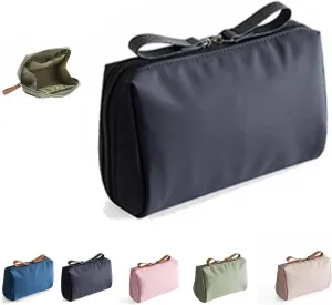 Strealinem Travel Makeup Pouch for Women, Strealinem Women's Storage Bag, Streamlined Simple Travel Cosmetic Bag, Lipstick Mini Cosmetic Bag with Compartments (Black)