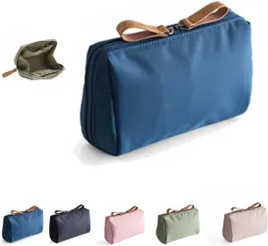 Strealinem Travel Makeup Pouch for Women, Strealinem Women's Storage Bag, Streamlined Simple Travel Cosmetic Bag, Lipstick Mini Cosmetic Bag with Compartments (Blue)