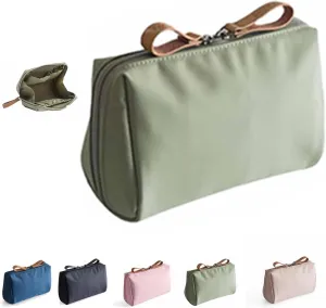 Strealinem Travel Makeup Pouch for Women, Strealinem Women's Storage Bag, Streamlined Simple Travel Cosmetic Bag, Lipstick Mini Cosmetic Bag with Compartments (Green)